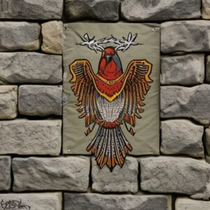 Heraldry of a bird on a stone wall